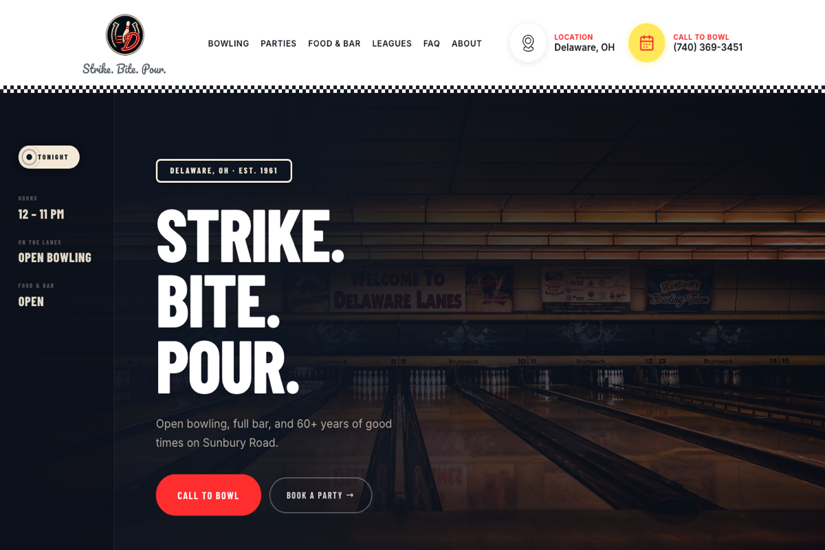 Delaware Lanes website